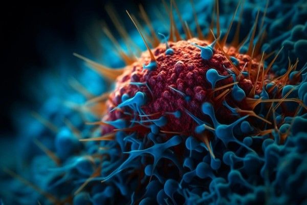 Estructura molecular de células cancerosas bajo aumento