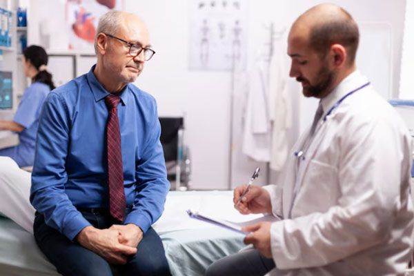 Enfermedad de Alzheimer - Neurólogo examina y toma datos a un adulto mayor con problemas de concentración