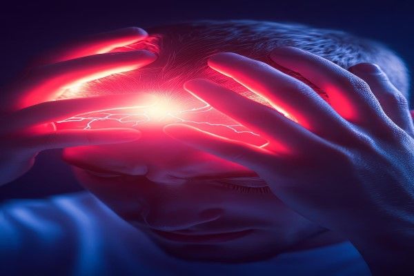 epilepsia - imagen de un hombre con unos rayos que salen de su cabeza a las manos