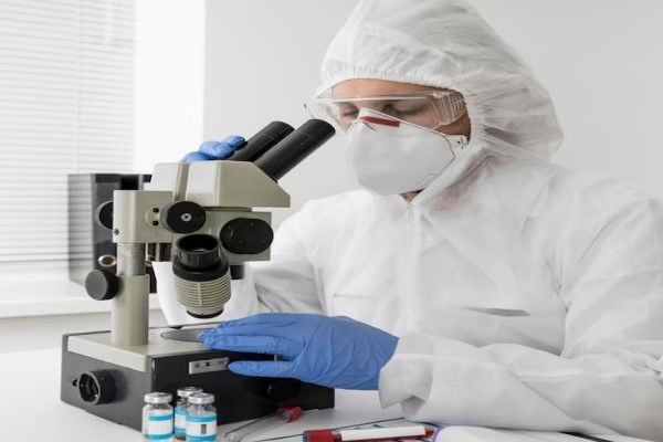 Linfoma no Hodgkin - especialista revisando unas muestras en un microscopio