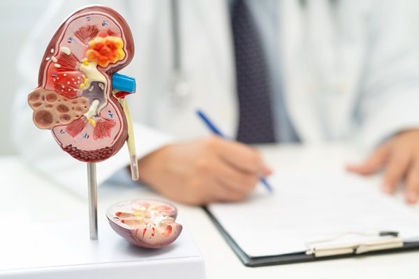 Pielonefritis - Modelo de un riñón sobre el escritorio de un doctor