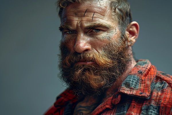 Hipertricosis - Hombre de barba prominente con tatuajes en el rostro