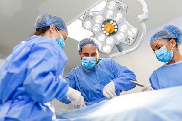 Doctores y equipo médico aúnan esfuerzos para llevar a feliz término una cirugía