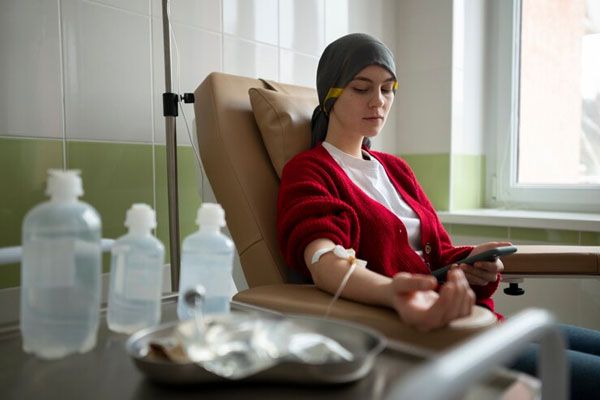 Cáncer de huesos - Paciente con cáncer recibe tratamiento de quimioterapia para contrarrestar la diseminación de las células cancerigenas
