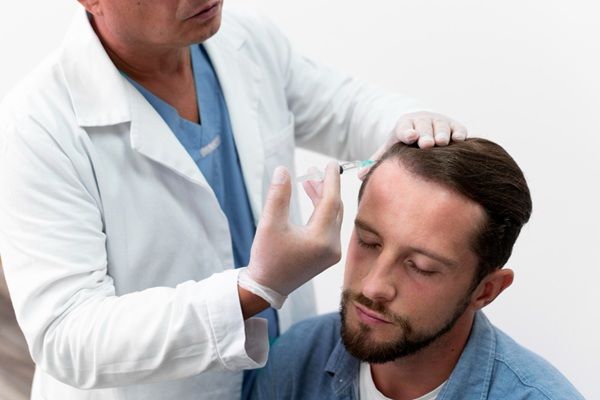 Implante capilar Madrid - Médico especialista realizando un tratamiento PRP para mejorar la evolución del injerto capilar Madrid