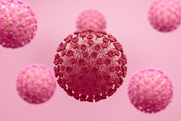 VPH - Representación de una célula infectada por el virus papiloma humano a causa de una infección por ETS