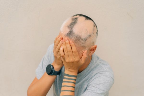 Tratamientos para la alopecia - Persona con alopecia areata que produce la caída del cabello en parches antes de realizarse un trasplante capilar Madrid