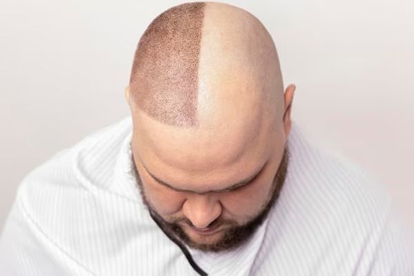 Trasplante capilar - Imagen comparativa del crecimiento de cabello en un hombre con alopecia luego del injerto capilar Madrid