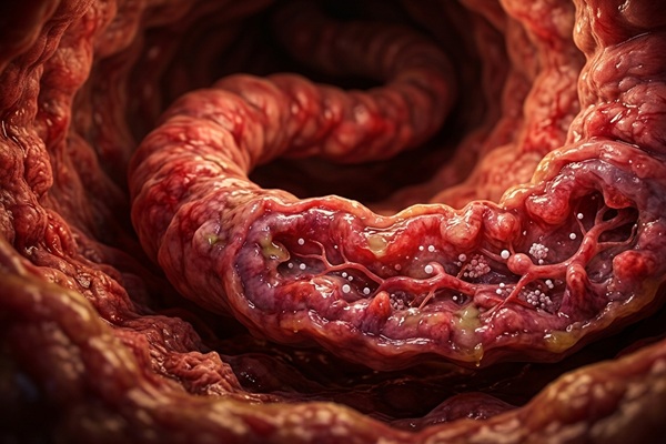 Representación gráfica del tracto digestivo con inflamación intestinal