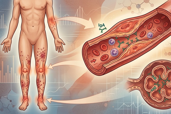 Vasculitis por IgA - Gráfico de los daños en las paredes vasculares que ocasiona la purpura en la piel