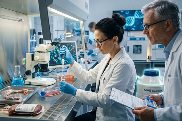 Cordón umbilical - Médico especialista evaluando la viabilidad de la carga genética para tratar enfermedades al guardar cordón umbilical