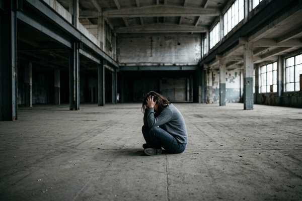 Kenofobia - Mujer con ataque de ansiedad generado por los espacios vacíos